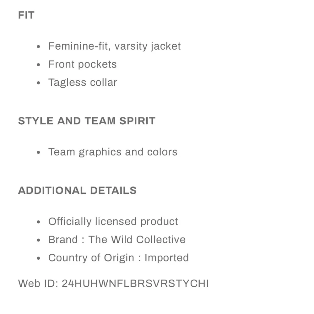 The Wild Collective Chicago Bears Varsity Jacket Unisex Small - Picture 5 of 5